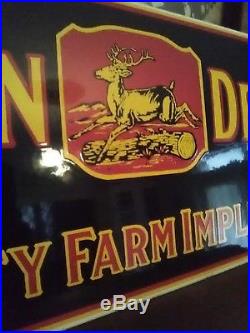 Vintage John Deere Farm Implements Porcelain Gas Auto Service Pump Plate Sign