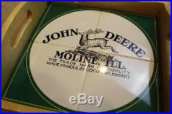 Vintage John Deere Farm Implements Porcelain Sign, Tractor Dealership, Gas, Oil