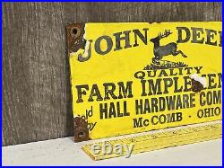 Vintage John Deere Farm Implements Porcelain Sign Tractor Diesel Quality Gas Oil
