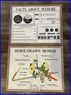 Vintage John Deere Farm Implements Sign PAIR Tractor Advertising Store Display