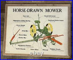 Vintage John Deere Farm Implements Sign PAIR Tractor Advertising Store Display