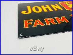 Vintage John Deere Farm Porcelain Sign 18 X 8 Metal Gas & Oil Tractor Farming