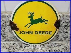 Vintage John Deere Farm Sign Tractor Farming Machinery Equipment Porcelain Sign