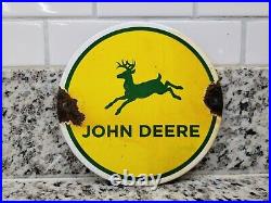 Vintage John Deere Farm Sign Tractor Farming Machinery Equipment Porcelain Sign