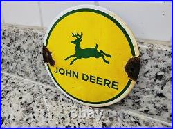 Vintage John Deere Farm Sign Tractor Farming Machinery Equipment Porcelain Sign