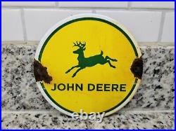 Vintage John Deere Farm Sign Tractor Farming Machinery Equipment Porcelain Sign