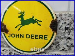 Vintage John Deere Farm Sign Tractor Farming Machinery Equipment Porcelain Sign