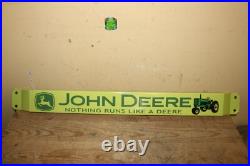 Vintage John Deere Farm Tractor 32 Door Push Pull Bar Porcelain Metal Sign