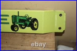 Vintage John Deere Farm Tractor 32 Door Push Pull Bar Porcelain Metal Sign