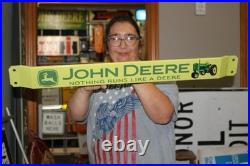 Vintage John Deere Farm Tractor Dealership 32 Door Push Pull Bar Porcelain Sign