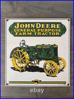 Vintage John Deere Farm Tractor Porcelain Sign