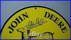Vintage John Deere Gasoline Porcelain Sign Gas Oil Farm Service Station Pump