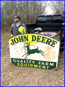 Vintage John Deere Implement Farm Metal Sign with Deer Graphic Seed Feed 62x48