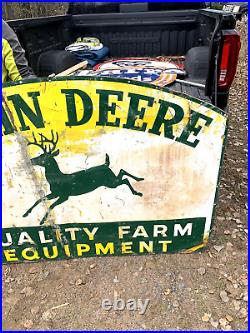 Vintage John Deere Implement Farm Metal Sign with Deer Graphic Seed Feed 62x48