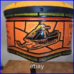 Vintage John Deere Lamp Stained Glass Tiffany Style Snowmobile Bicycle 1970's