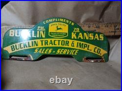 Vintage John Deere License Plate Topper Porcelain Sign Gas Oil Truck Motorcycle