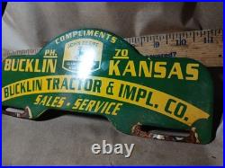 Vintage John Deere License Plate Topper Porcelain Sign Gas Oil Truck Motorcycle