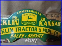 Vintage John Deere License Plate Topper Porcelain Sign Gas Oil Truck Motorcycle