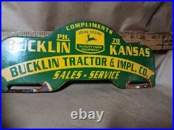 Vintage John Deere License Plate Topper Porcelain Sign Gas Oil Truck Motorcycle