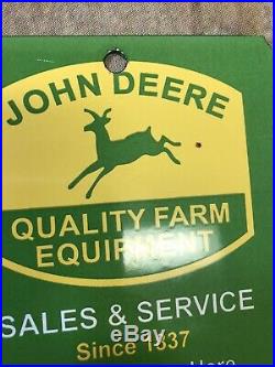 Vintage John Deere Match Strike 6 Porcelain Metal Gasoline Oil Sign Rare