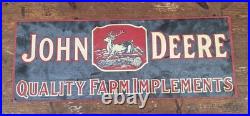 Vintage John Deere Metal Sign Quality Farm Implements 9.75h x 25.75w