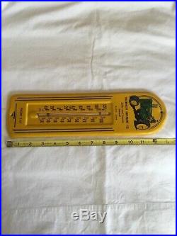 Vintage John Deere Metal Thermometer Original Advertising Farm Tractor Emplement