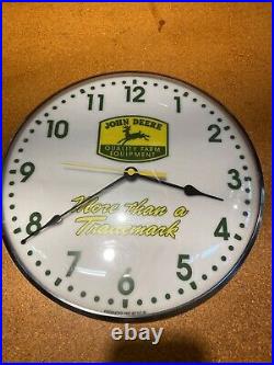 Vintage John Deere Nothing Runs Like A Deere Wall Clock Glass Battery Powered