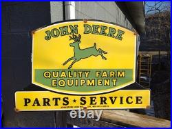 Vintage John Deere Parts Service 3ft Porcelain Quality Farm Tractor Dealer Sign