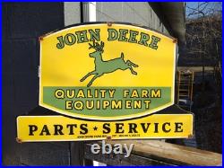Vintage John Deere Parts Service 3ft Porcelain Quality Farm Tractor Dealer Sign