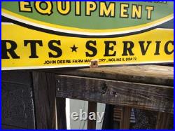 Vintage John Deere Parts Service 3ft Porcelain Quality Farm Tractor Dealer Sign