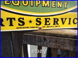 Vintage John Deere Parts Service 3ft Porcelain Quality Farm Tractor Dealer Sign