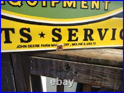 Vintage John Deere Parts Service 3ft Porcelain Quality Farm Tractor Dealer Sign