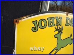 Vintage John Deere Parts Service 3ft Porcelain Quality Farm Tractor Dealer Sign