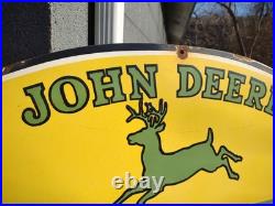 Vintage John Deere Parts Service 3ft Porcelain Quality Farm Tractor Dealer Sign