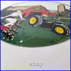 Vintage John Deere Pin Up Porcelain Sign Barn Tractor Farm Girl Sign