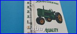 Vintage John Deere Porcelain Farm Equipment Gas Auto Ad Sign Service Thermometer