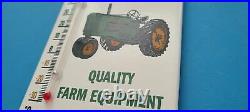 Vintage John Deere Porcelain Farm Equipment Gas Auto Ad Sign Service Thermometer