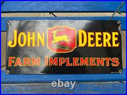 Vintage John Deere Porcelain Farm Implements Service Gas Tractor Sign Veribrite