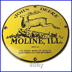 Vintage John Deere Porcelain Farm Sign Tractor Gas Pump Motor Oil Sign