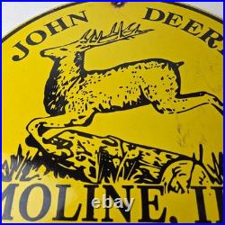 Vintage John Deere Porcelain Farm Sign Tractor Gas Pump Motor Oil Sign