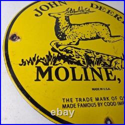 Vintage John Deere Porcelain Farm Sign Tractor Gas Pump Motor Oil Sign