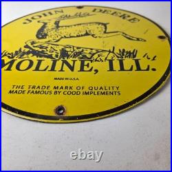 Vintage John Deere Porcelain Farm Sign Tractor Gas Pump Motor Oil Sign