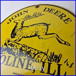 Vintage John Deere Porcelain Farm Sign Tractor Gas Pump Motor Oil Sign
