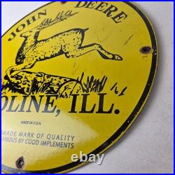 Vintage John Deere Porcelain Farm Sign Tractor Gas Pump Motor Oil Sign Vintage John Deere Porcelain Farm Sign Tractor Gas Pump Motor Oil Sign