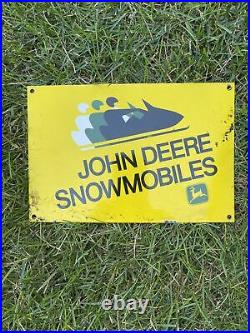 Vintage John Deere Porcelain Farm Snowmobiles Porcelain Sign Gas Oil Pump Plate