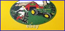 Vintage John Deere Porcelain Farm Tractor Implements Barn Service Gas Oil Sign