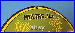 Vintage John Deere Porcelain Gas Farm Implements Moline Illinois Tractor Sign