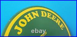 Vintage John Deere Porcelain Gas Farm Implements Service Moline ILL Tractor Sign