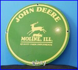 Vintage John Deere Porcelain Gas Farm Implements Service Sale Tractor Sign
