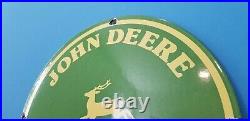 Vintage John Deere Porcelain Gas Farm Implements Service Sale Tractor Sign